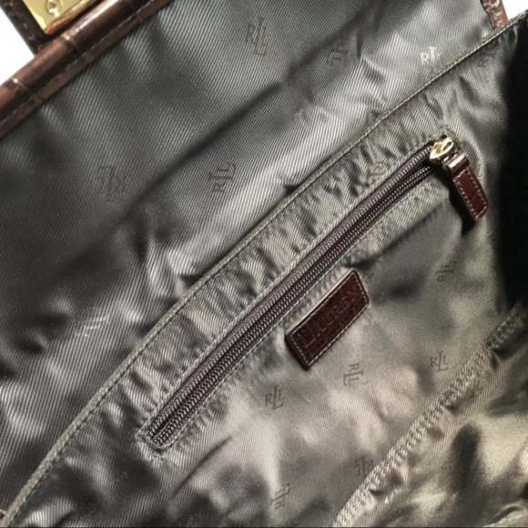 RALPH Lauren Bag Y2K Baguette Shoulder Genuine Suede and Croc Embossed Leather - Picture 9 of 12